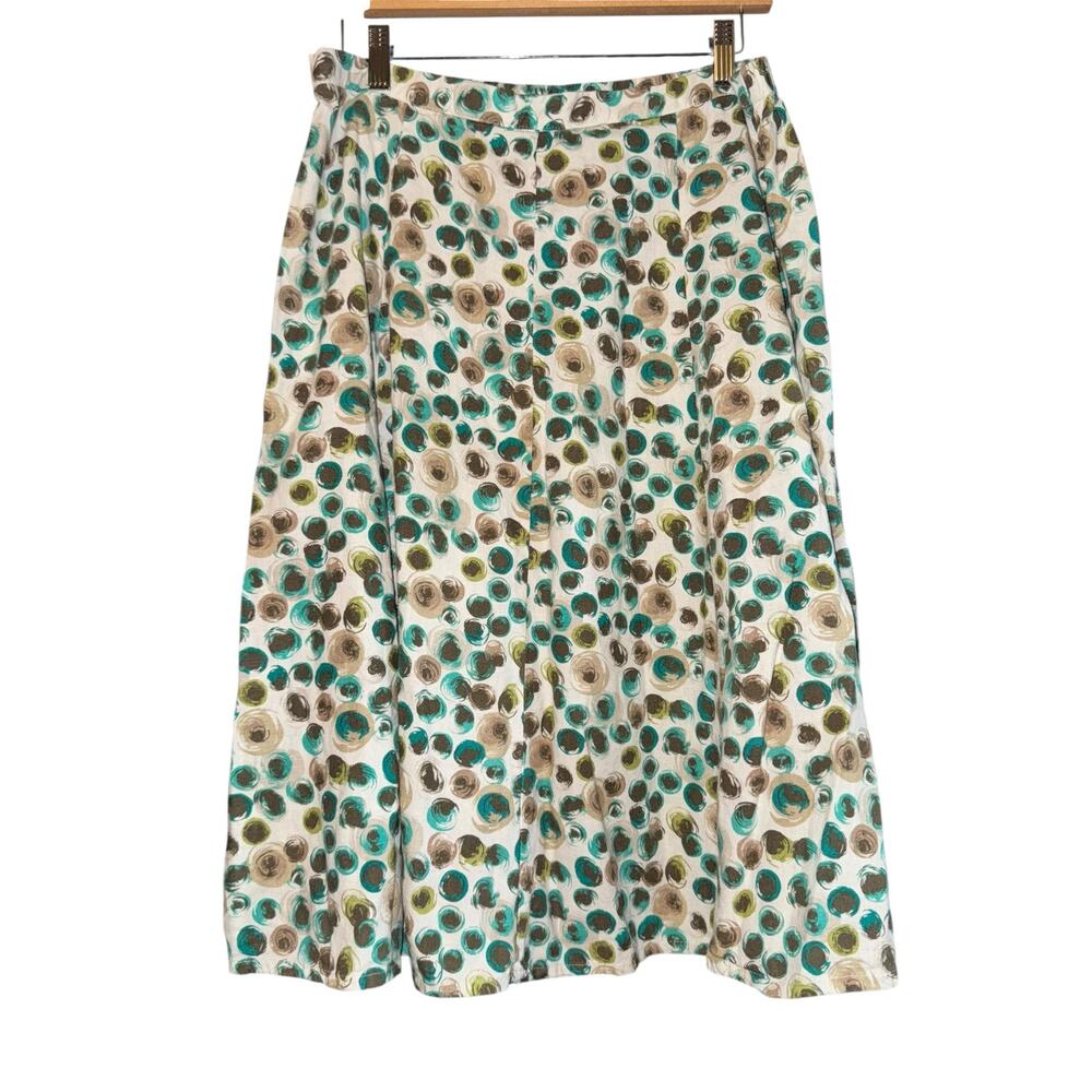Christopher & Banks Linen Blend Midi Skirt Artsy Women's 12 Petite Lightweight‎
